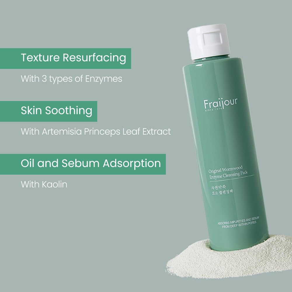 Fraijour Original Wormwood Enzyme Cleansing Pack 80g | Korean Skincare | Deep Pore Cleansing | Exfoliating | Sensitive Skin