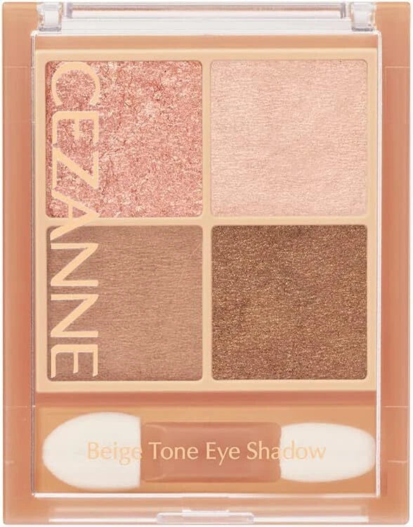 CEZANNE Beige Tone Eye Shadow | 4-Color Palette | Japanese Makeup | Natural Finish | Moisturizing Formula | Made in Japan