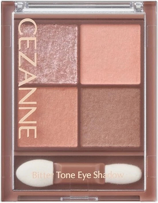CEZANNE Bitter Tone Eye Shadow | 4-Color Palette | Japanese Makeup | Smoky & Rich Tones | Moisturizing Formula | Made in Japan