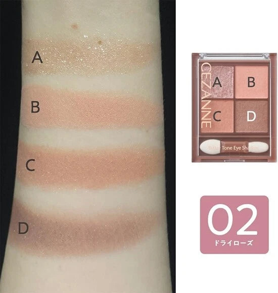 CEZANNE Bitter Tone Eye Shadow | 4-Color Palette | Japanese Makeup | Smoky & Rich Tones | Moisturizing Formula | Made in Japan