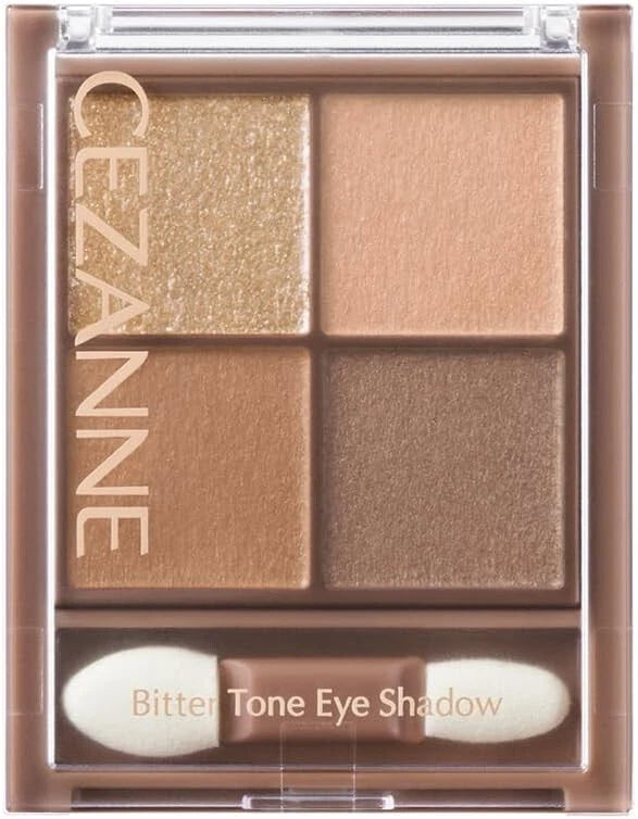 CEZANNE Bitter Tone Eye Shadow | 4-Color Palette | Japanese Makeup | Smoky & Rich Tones | Moisturizing Formula | Made in Japan