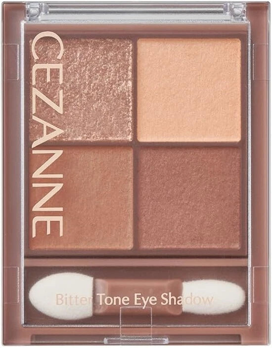 CEZANNE Bitter Tone Eye Shadow | 4-Color Palette | Japanese Makeup | Smoky & Rich Tones | Moisturizing Formula | Made in Japan